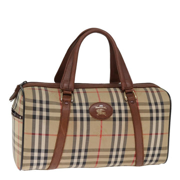 BURBERRYSs Nova Check Boston Bag Canvas Beige Auth bs14737