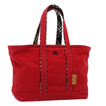 BURBERRYSs Blue Label Tote Bag Canvas Red Auth bs14830