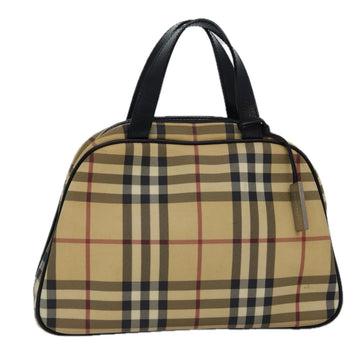 BURBERRY Nova Check Hand Bag Coated Canvas Beige Auth bs14901