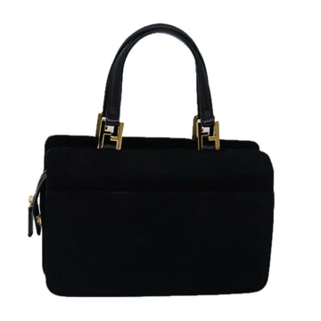 FENDI Hand Bag Suede Black Auth bs14949