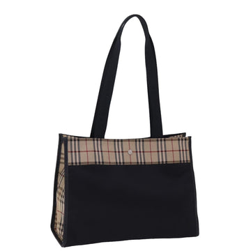 BURBERRY Nova Check Tote Bag Nylon Beige Black Auth bs14961