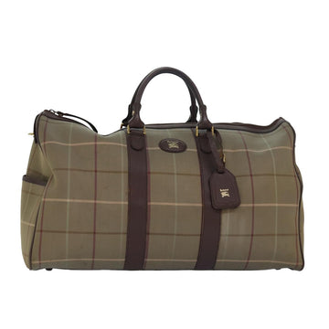 BURBERRYSs Nova Check Boston Bag Canvas Beige Auth bs15037