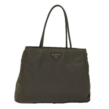 PRADA Hand Bag Nylon Khaki Auth bs15044