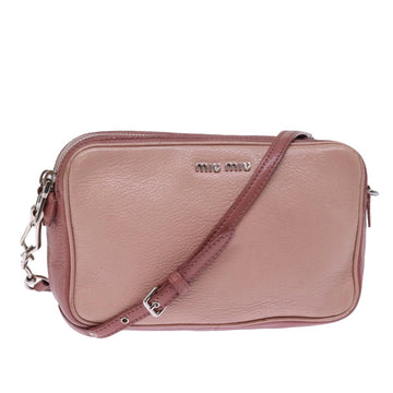 MIU MIU Shoulder Bag Leather Pink Auth bs15111