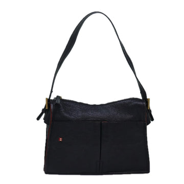 BALLY Shoulder Bag Leather Black Auth bs15129