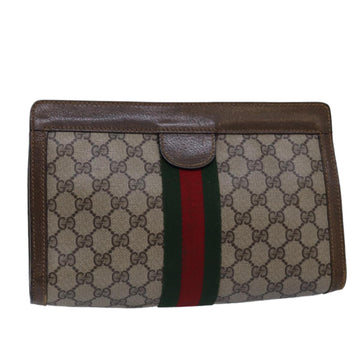 GUCCI GG Supreme Web Sherry Line Clutch Bag Beige 64 014 2125 28 Auth bs15156