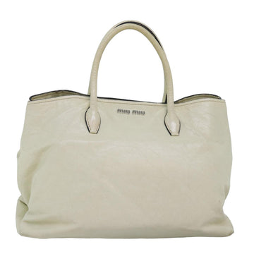 MIU MIU Hand Bag Leather White Auth bs15237