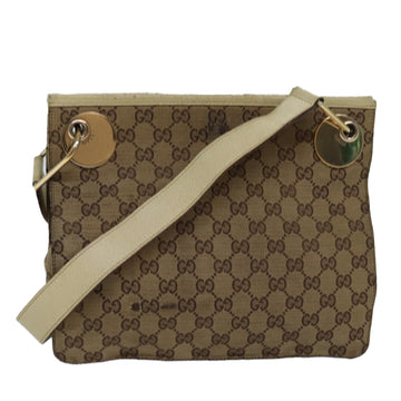 GUCCI GG Canvas Shoulder Bag Beige 120841 Auth bs15248