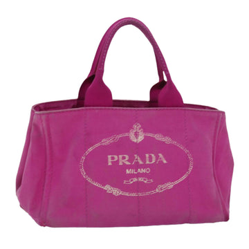 PRADA Canapa MM Hand Bag Canvas Pink Auth bs15397