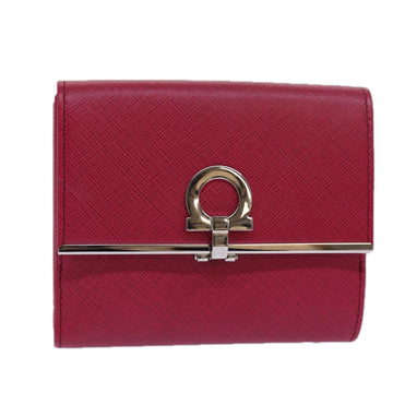 SALVATORE FERRAGAMO Gancini Wallet Leather Pink Auth bs15418