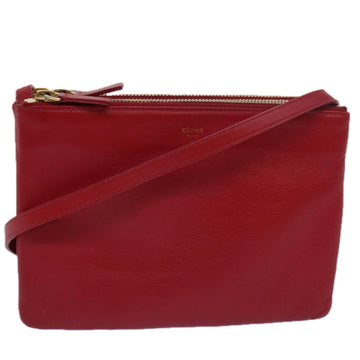 CELINE Trio Small Shoulder Bag Leather Red Auth bs15431