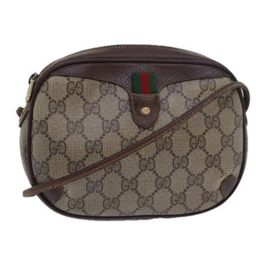 GUCCI GG Supreme Shoulder Bag PVC Leather Beige 156 02 066 Auth bs15442