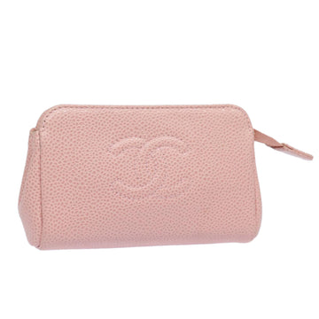 CHANEL COCO Mark Coin Purse Caviar Skin Pink CC Auth bs15464