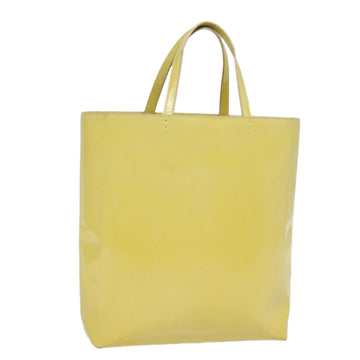 PRADA Hand Bag Patent leather Yellow Auth bs15609