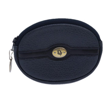 CHRISTIAN DIOR Coin Purse Leather Navy Auth bs15647