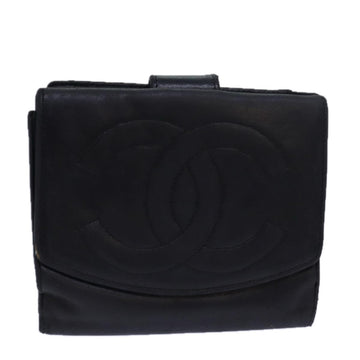 CHANEL Wallet Leather Black CC Auth bs15653