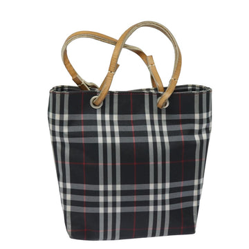 BURBERRY Nova Check Hand Bag Nylon Black Auth bs15673