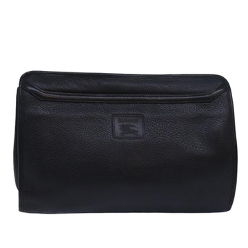 BURBERRYSs Clutch Bag Leather Black Auth bs15681