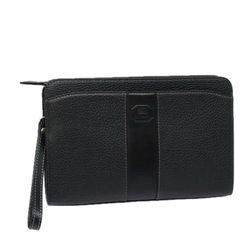 BURBERRYSs Clutch Bag Leather Black Auth bs15683