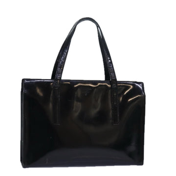 PRADA Hand Bag Enamel Black Auth bs15686