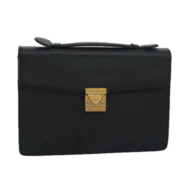 GIANNI VERSACE Hand Bag Leather Black Auth bs15692