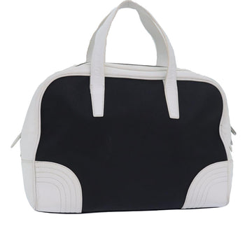 LOEWE Hand Bag Leather PVC Leather Black White Auth bs15709