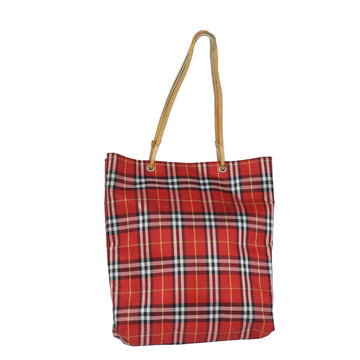 BURBERRY Nova Check Tote Bag Canvas Red Auth bs15730