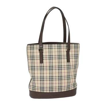 BURBERRY Nova Check Tote Bag Canvas Beige Auth bs15736