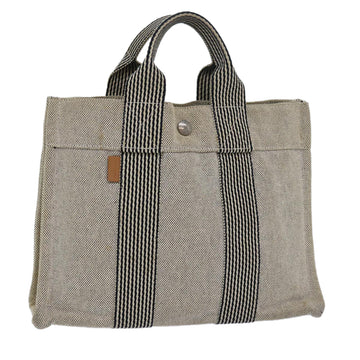 HERMES New Fourre Tout PM Hand Bag Canvas Gray Auth bs15753