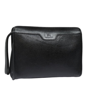 BURBERRYSs Clutch Bag Leather Black Auth bs15805