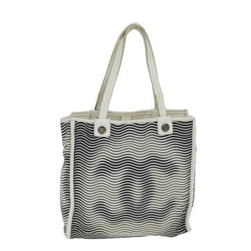 CHANEL Tote Bag Canvas White CC Auth bs15848