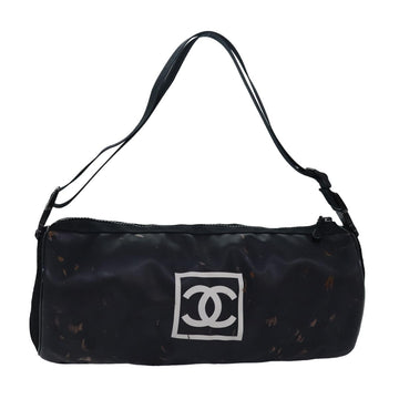 CHANEL Sports Line Drum bag Shoulder Bag Vinyl Black CC Auth bs15851