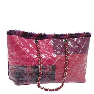 CHANEL Matelasse Chain Tote Bag Vinyl Pink CC Auth bs15858