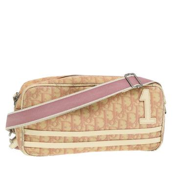 CHRISTIAN DIOR Trotter Canvas Shoulder Bag Pink Auth bs15962