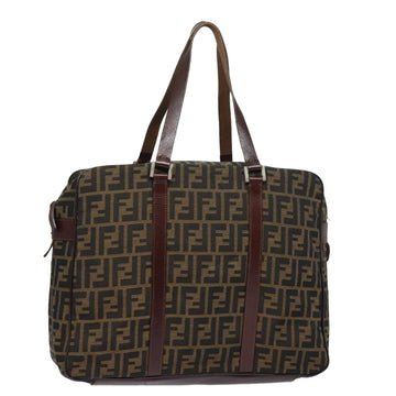 FENDI Zucca Canvas Tote Bag Brown Black Auth bs15989