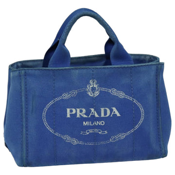 PRADA Canapa PM Hand Bag Canvas Blue Auth bs16002