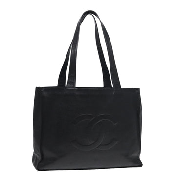 CHANEL COCO Mark Tote Bag Caviar Skin Black CC Auth bs16045