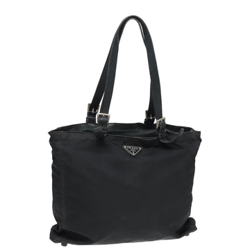 PRADA Tote Bag Nylon Leather Black Auth bs16067