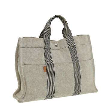 HERMES New Fourre Tout MM Hand Bag Canvas Gray Auth bs16084