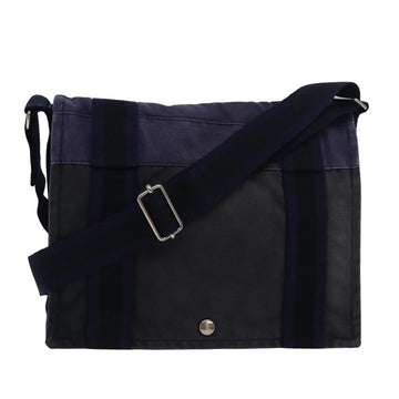 HERMES Fourre Tout Bassas PM Shoulder Bag Canvas Black Navy Auth bs16090