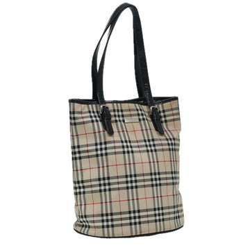 BURBERRY Nova Check Tote Bag Nylon Beige Black Auth bs16148