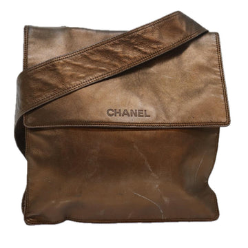 CHANEL Shoulder Bag Leather Gold Tone CC Auth bs16149