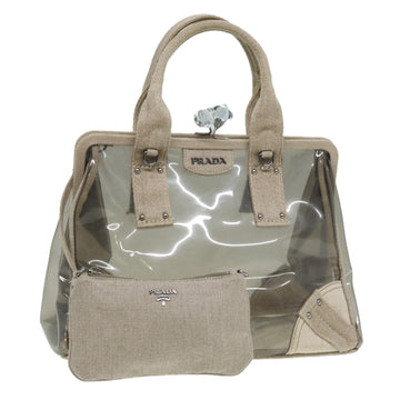 PRADA Hand Bag Vinyl Clear Beige Auth bs16153