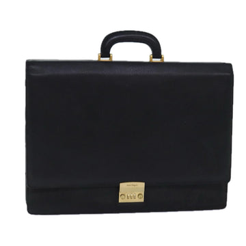 SALVATORE FERRAGAMO Hand Bag Leather Black Auth bs16155