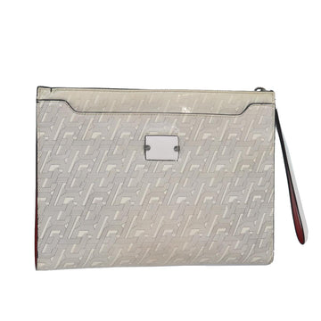 Christian Louboutin Clutch Bag Enamel White Auth bs16225