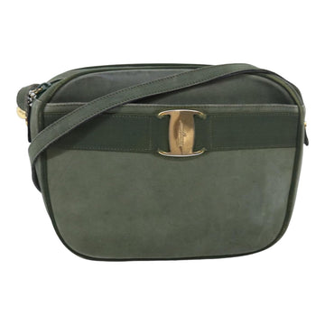 SALVATORE FERRAGAMO Shoulder Bag Suede Green Auth bs16244