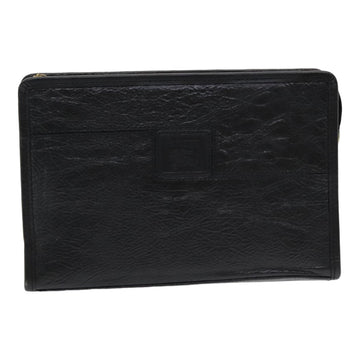 BURBERRYSs Clutch Bag Leather Black Auth bs16273