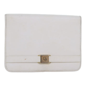 CHRISTIAN DIOR Shoulder Bag Leather White Auth bs16301