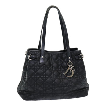 CHRISTIAN DIOR Lady Dior Canage Tote Bag Coated Canvas Black Auth bs16353