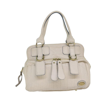 Chloe Hand Bag Leather White Auth bs16390